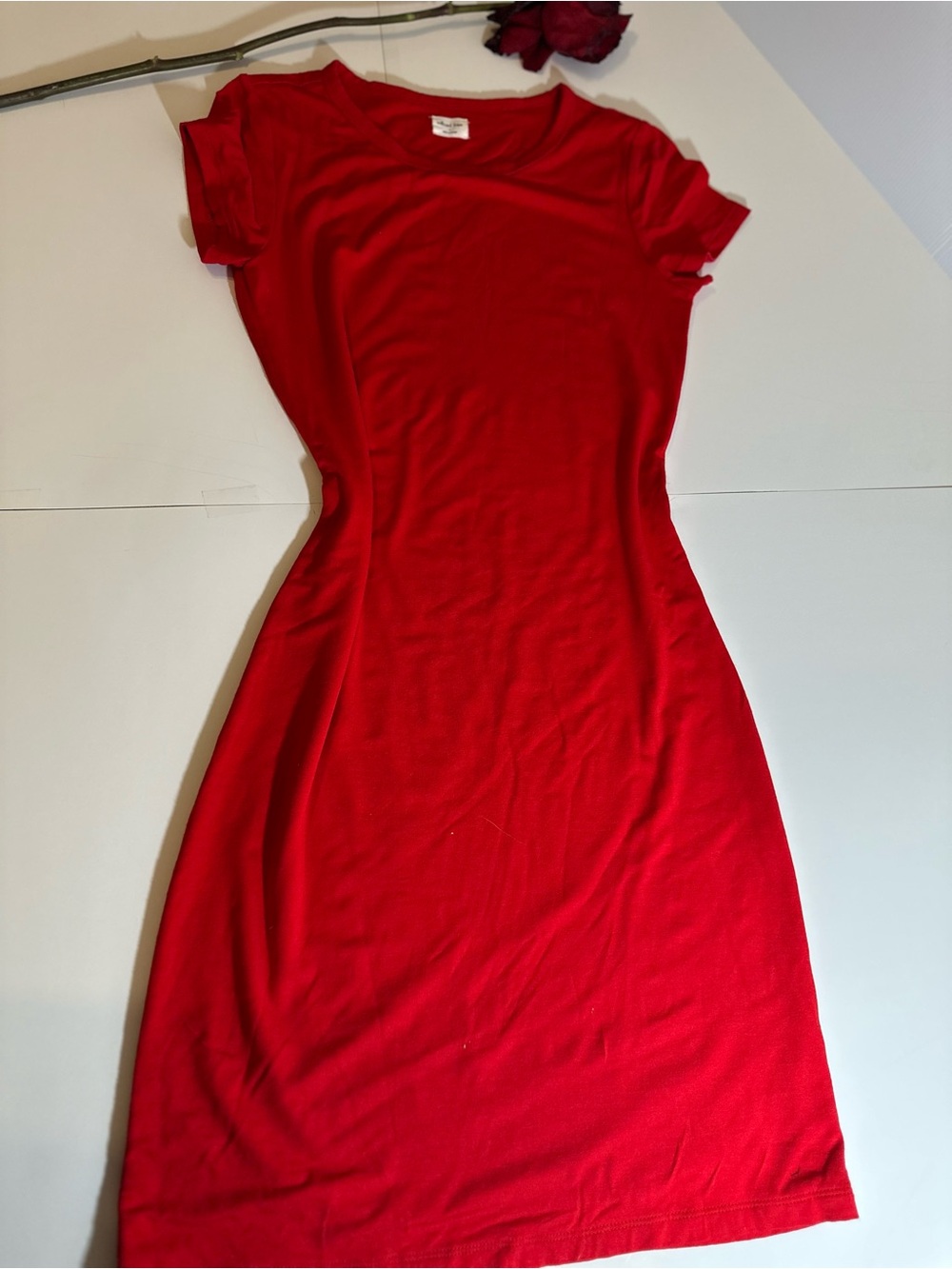 wild fable Red Short-Sleeve Midi Dress